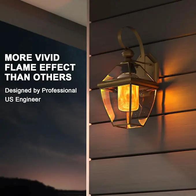 Hompavo 【Upgraded】 LED Flame Light Bulbs, 4 Modes Flickering Light Bulbs with Upside Down Effect, E26/E27 Base Flame Bulb for Halloween, Christmas,Indoor and Outdoor Decoration (White-4 Pack) by GreenHaven Gardens