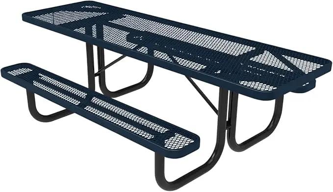 T8H2-TXTDBL Heavy Duty Rectangular Portable Picnic Table, Handicap Accessible on Both Ends, 8 Ft, Textured Dark Blue, Made in America by GreenHaven Gardens