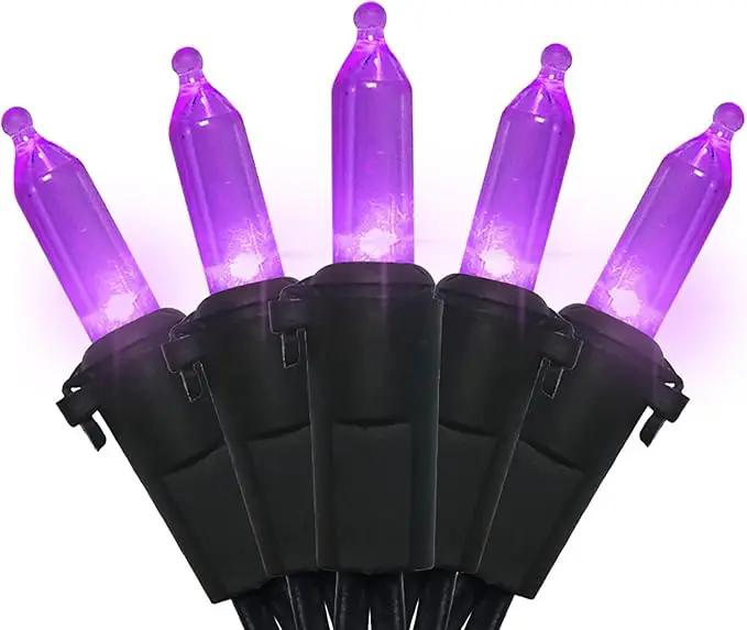 Purple Halloween LED Lights - 2 Pack 100 Count Purple Christmas String Lights for Tree, Party, Holiday, Indoor/Outdoor Halloween Decorations, 2 Sets 33 Feet Black Wire, UL Certified, Connectable by GreenHaven Gardens
