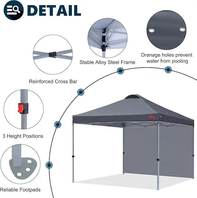 MASTERCANOPY Durable Pop-up Canopy Tent with 1 Sidewall (10'x10',Dark Gray) by GreenHaven Gardens
