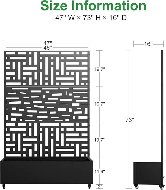 Casaphoria Metal Raised Garden Bed with Trellis and Wheels, 72"x47"x16" Planter Box for Climbing Plants, Vegetables & Vines, Features Drainage Holes and Privacy Screen, Black(Helen&Gerald) by GreenHaven Gardens