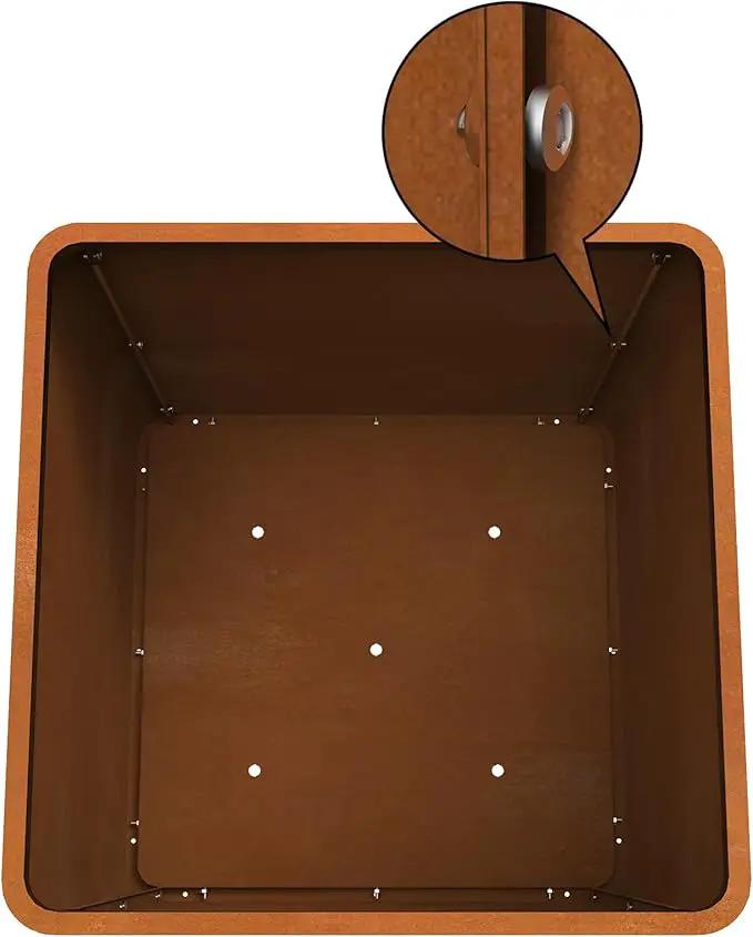 Corten Steel Planter Box 20" L x 20" W x 20" H,Large Metal Square Planter for Outdoor Plants,Metal Cube Flower Pot with Drainage Hole for Porch Hotel Patio Yard by GreenHaven Gardens