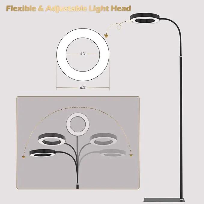GLOWRIUM Grow Lights for Indoor Plants, 20W Full Spectrum LED Grow Light Floor Lamp with Stand Adjustable Height and Angle, Black Plant Light with 3/9/12H Grow Light Timer by GreenHaven Gardens