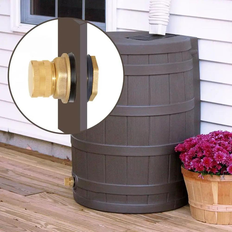 Joywayus Brass Male Garden Hose Bulkhead Fitting with Plugs,1/2" Female 3/4" GHT Male Water Tank Connector Threaded and 3/4" GHT Female Outer Hex Head End Pipe Caps Drain/Flush Port Kit by GreenHaven Gardens