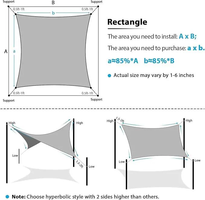 Amagenix Sun Shade Sail 16'X20' Curved Edge Outdoor Shade Canopy Turquoise Mixed Breathable 95% UV Block Shade Cloth for Patio Garden Backyard (We Make Custom Size) by GreenHaven Gardens
