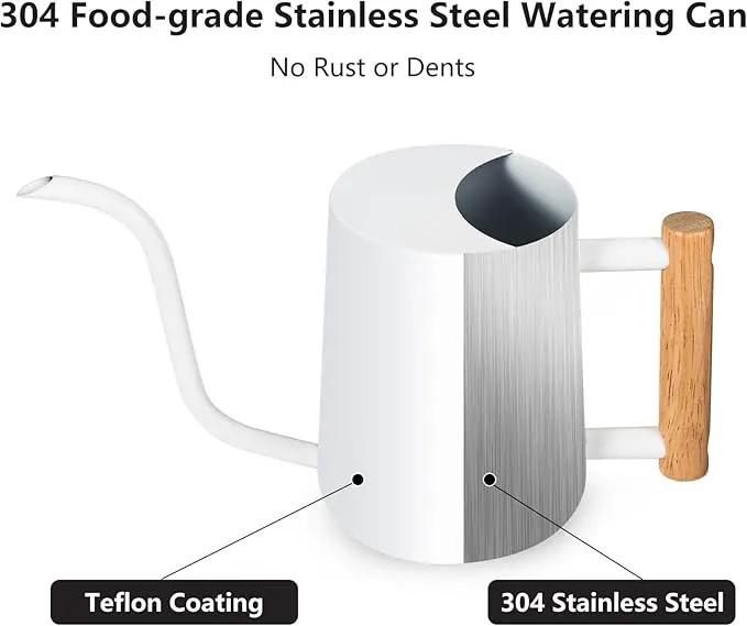 Watering Can Indoor Plants, 35oz Small Watering Can Indoor Stainless Steel Metal Watering Can Modern Decorative Watering Pot with Long Spout for Indoor House Plant Bonsai Outdoor Garden Flowers -White by GreenHaven Gardens