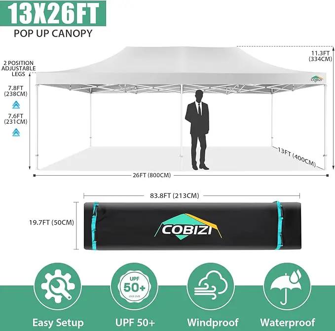 COBIZI 13x26 Pop Up Tent 13x26 Canopy with Sidewalls Heavy Duty Canopy Party Tent for Parties, Outdoor Wedding Large Event Tent Wind Waterproof UPF 50+ Ez Up in Garden Lawn with Roller Bag, White by GreenHaven Gardens