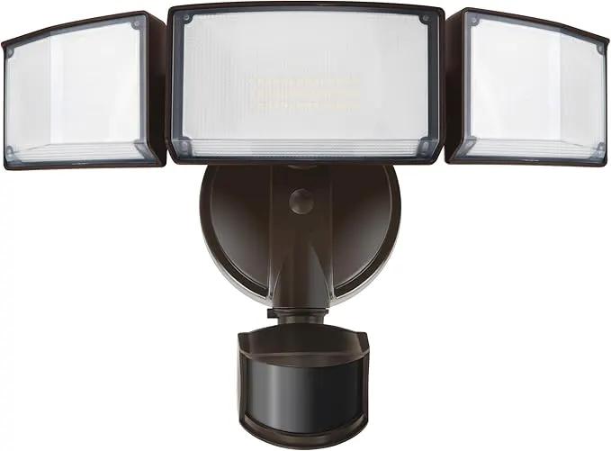 LUTEC 72W 7500LM LED Security Lights Motion Sensor Light Outdoor, 5000K Daylight, IP65 Waterproof, Dusk to Dawn, 3-Head Motion Detected Flood Light for Garage, Yard, Porch(Brown) by GreenHaven Gardens