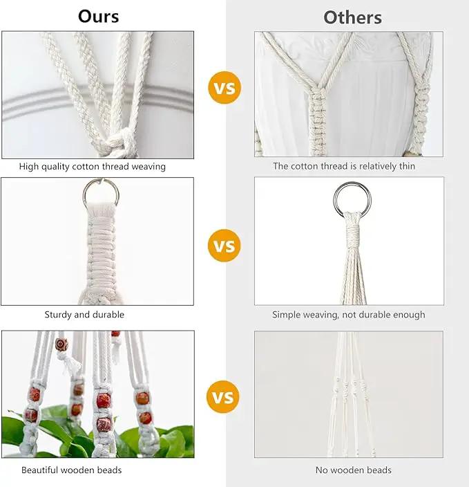 Belit Macrame Plant Hangers Indoor Outdoor 2 Pack Hanging Planters Basket with 2 Hooks Decorative Flower Pots Stand Home Decor by GreenHaven Gardens