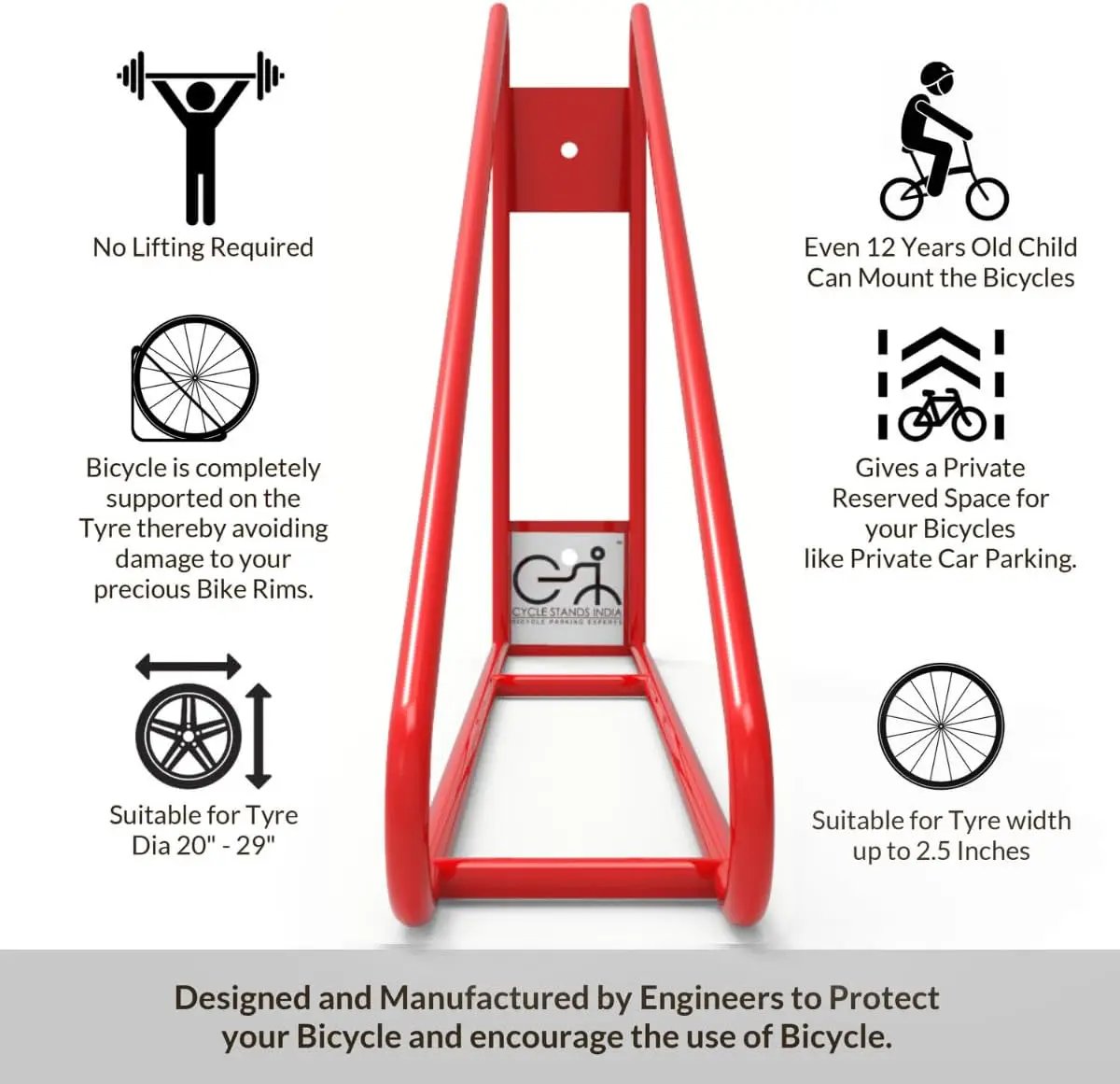 Bike Wall Mount Vertical Bike Hanger for Home Space Saving Rack Storage Mount for Garage or Home Bicycle Holder for Mountain Bikes Road Bikes Holds up to 77lbs Red,Pack of 2 by GreenHaven Gardens