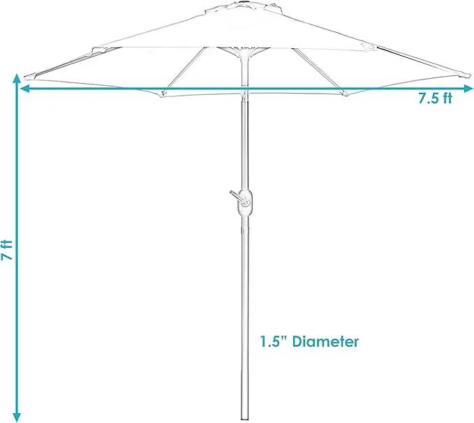 Sunnydaze Outdoor Patio Umbrella - Polyester Table Market Umbrella with Push-Button Tilt and Crank - 6 Sturdy Ribs - Burnt Orange - 7.5ft by GreenHaven Gardens