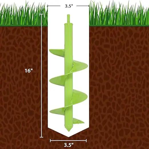 TCBWFY Auger Drill Bit for Planting 3.5"x16",Extended Length Garden Auger Spiral Drill Bit for Planting Bulbs Flowers,Planting Auger for Drill Post Hole Digger for 3/8”Hex Drive by GreenHaven Gardens