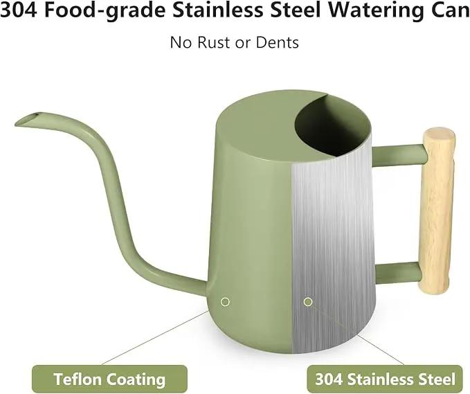 Watering Can Indoor Plants, 35oz Small Watering Can Indoor Stainless Steel Metal Watering Can Modern Decorative Watering Pot with Long Spout for Indoor House Plant Bonsai Garden Flowers (Sage Green) by GreenHaven Gardens