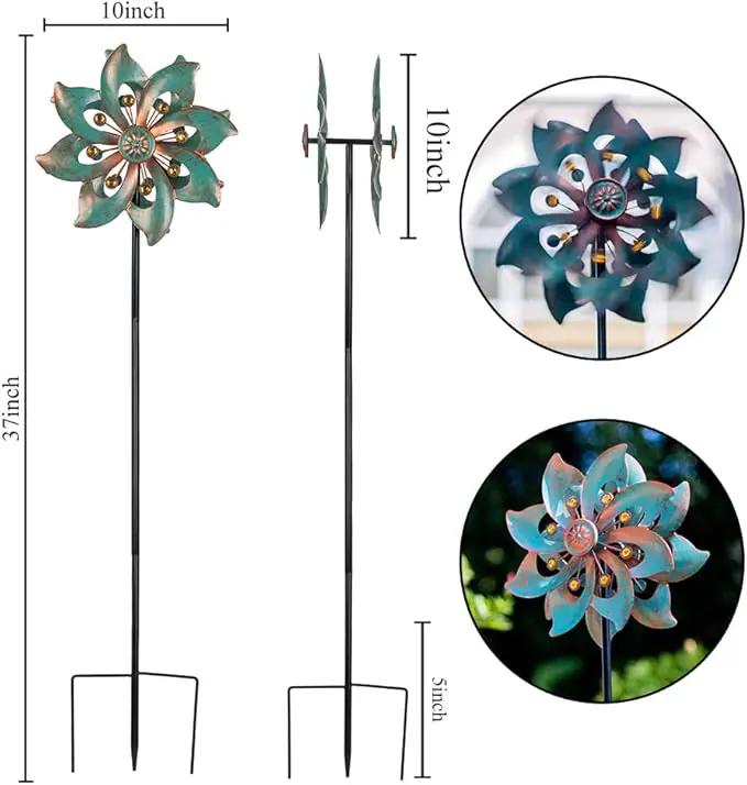 VEWOGARDEN Garden Decor Wind Spinners, Small Waterproof Metal Pinwheels Wind Spinner for Yard and Garden 37 * 10inches (Double Blade) by GreenHaven Gardens