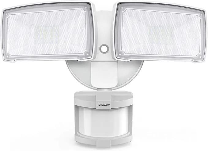 LEPOWER LED Motion Sensor Security Lights Outdoor, 30W 3200LM, 5500K, IP65 Waterproof, 2 Head Motion Detector Flood Light for Garage, Yard, Porch, White (NOT Solar Powered) by GreenHaven Gardens