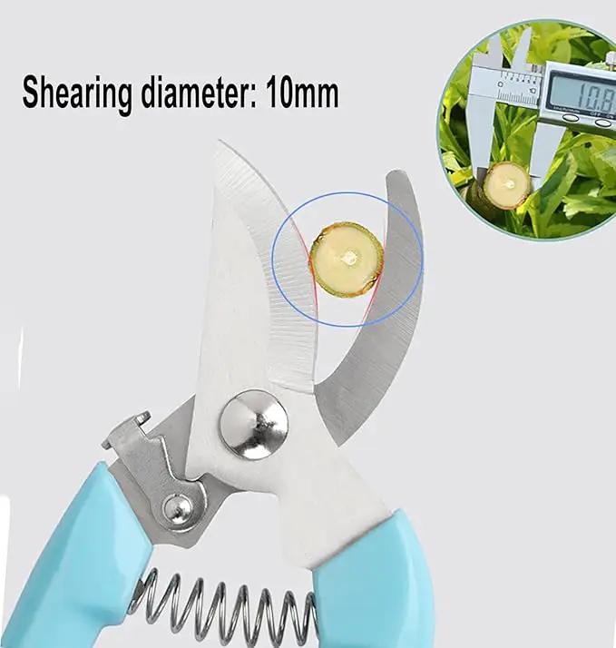 Blue Garden Flower Shears Pruning Shears 6.9 inches Scissors Heavy Duty Plant Scissors for Cutting Flowers, Trimming Plants, Bonsai, Fruits Picking (Blue Handle) by GreenHaven Gardens