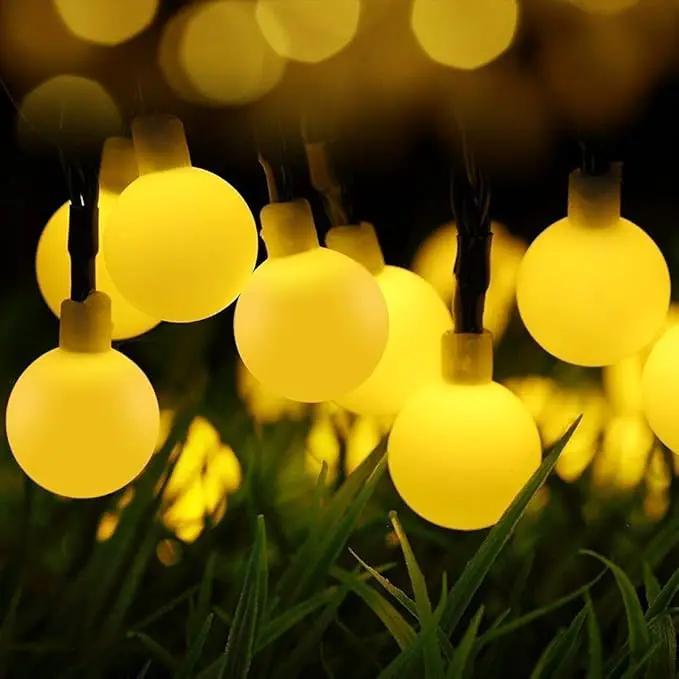Globe Ball Fairy Lights, 50 LEDs 23ft/7M Solar Led Globe String Lights Waterproof with Two Lighting Modes for Garden Outdoor Party Christmas Decoration (Warm White) by GreenHaven Gardens