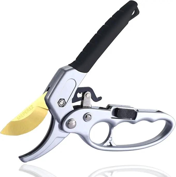 Ultra Sharp Germany Titanium Steel Pruning Shears - Cuts 3X Easier, Weak Hand Arthritis Snips, Rust-Resistant, Effortlessly 1-Inch Cut Capacity Garden Scissors, Ergonomic Handle by GreenHaven Gardens