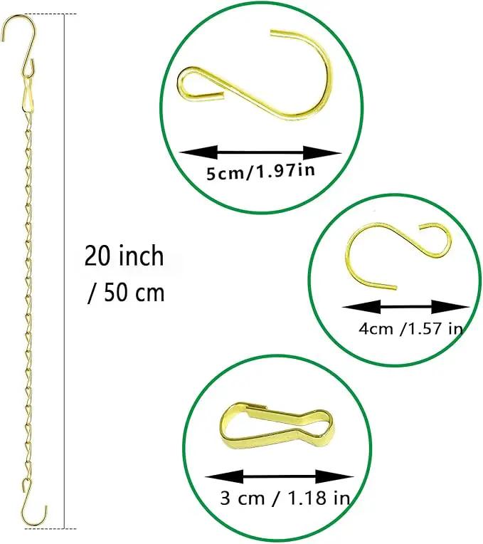 RIFNY Gold Hanging Chains with Hooks, 10 Pieces 20 Inch Chain for Hanging Bird Feeders Planters Baskets Billboards Lanterns Wind Chimes Ornaments Outdoor/Indoor Use (20 inch 10pcs) by GreenHaven Gardens