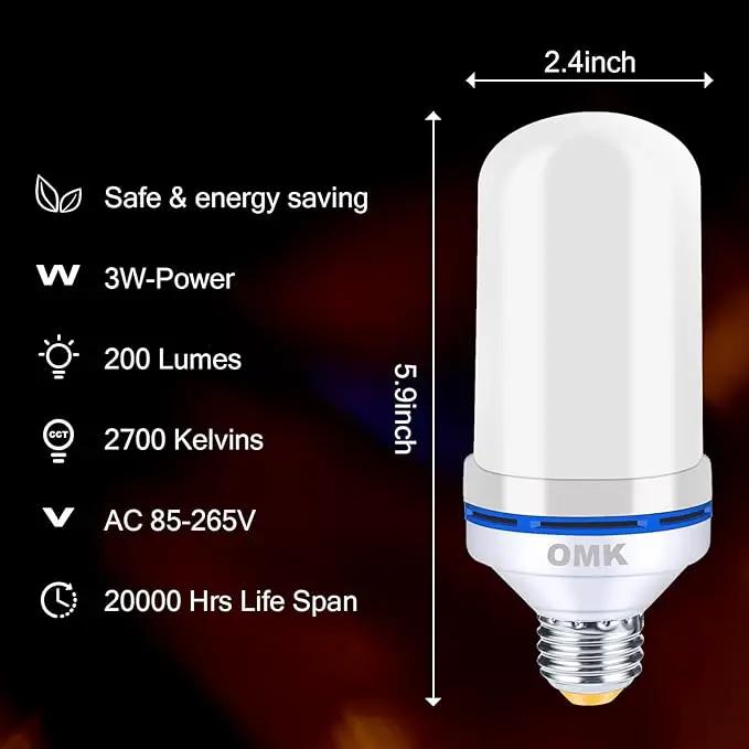 OMK - Blue Flame Christmas Decor LED Flame Effect Light Bulbs - Upgraded 4 Modes Fire Simulated Lamps - Christmas Gifts, Party, Indoor/Outdoor Decoration Lights (Blue 2) by GreenHaven Gardens