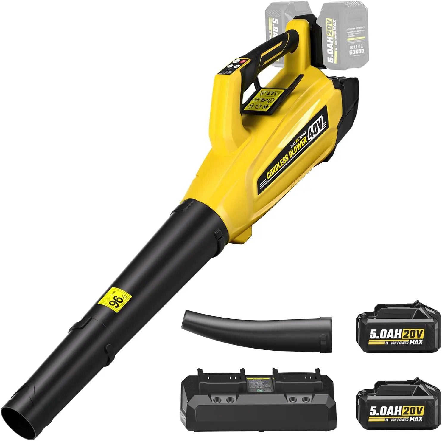 40V Leaf Blower Cordless with 2 X 5.0Ah Batteries and Charger, 40V Powerful Brushless Motor Up to 680CFM Blower for Lawn Care, 4-Variable Speed Turbo Mode with Power Boost by GreenHaven Gardens