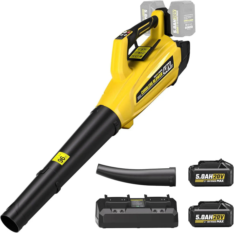 40V Leaf Blower Cordless with 2 X 5.0Ah Batteries and Charger, 40V Powerful Brushless Motor Up to 680CFM Blower for Lawn Care, 4-Variable Speed Turbo Mode with Power Boost by GreenHaven Gardens