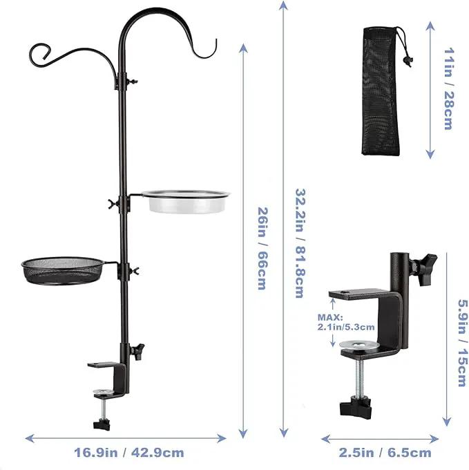 Deck Bird Feeding Station | Premium Multi Feeder Hanging Kit with Bird Bath & Sock Feeder | Attracts Wild Birds, Planter Hanger Hook for Outdoor Deck, Patio, Garden by GreenHaven Gardens