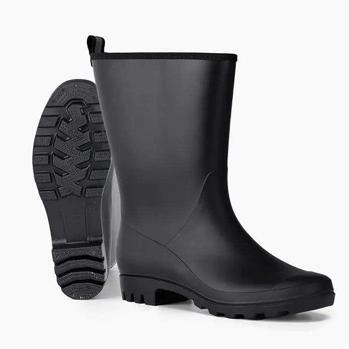 Mid Calf Rain Boots Women Waterproof PVC Womens Rubber Rain Boot Seamless Rain Footwear Outdoor Garden Work Walking by GreenHaven Gardens