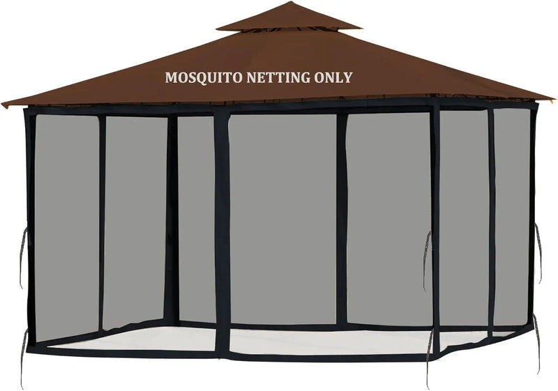Gazebo Mosquito Netting Replacement 10' x 12' x 7'1'', Universal 4-Panel Screen Sidewall with Zipper, Black (Mosquito Net Only) by GreenHaven Gardens