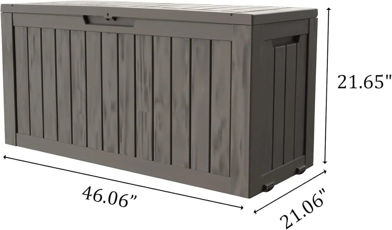 75 Gallon Waterproof Large Resin Deck Box Indoor/Outdoor Lockable Storage Container and Seating for Garden, Pool, and Patio (75 Gallon, Grey) by GreenHaven Gardens