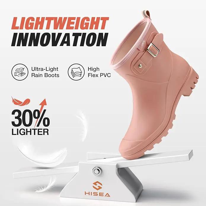 HISEA Women's Ankle Rain Boots Waterproof, Fashion Short Garden Shoes Anti-slip for Women with Comfortable Insole by GreenHaven Gardens