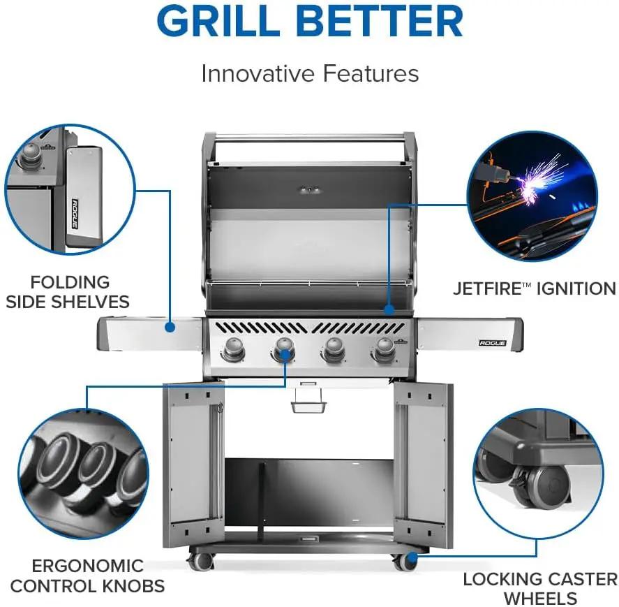Napoleon Rogue 525 Natural Gas Grill, Stainless Steel, Durable 4-Burner Gas Grill by GreenHaven Gardens