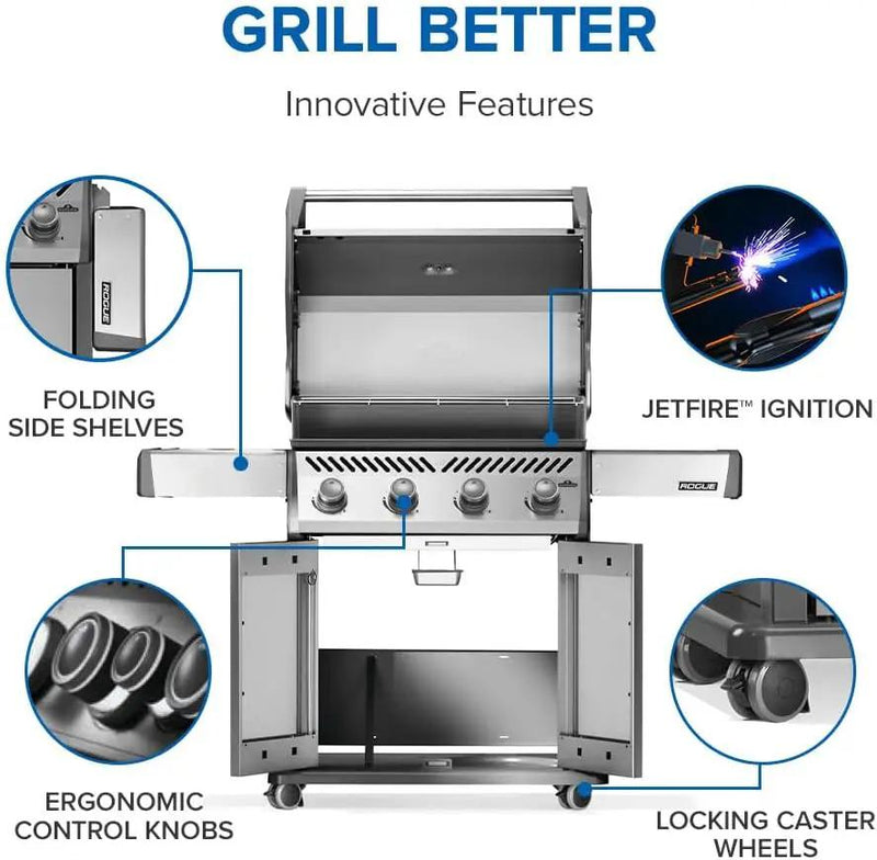 Napoleon Rogue 525 Natural Gas Grill, Stainless Steel, Durable 4-Burner Gas Grill by GreenHaven Gardens