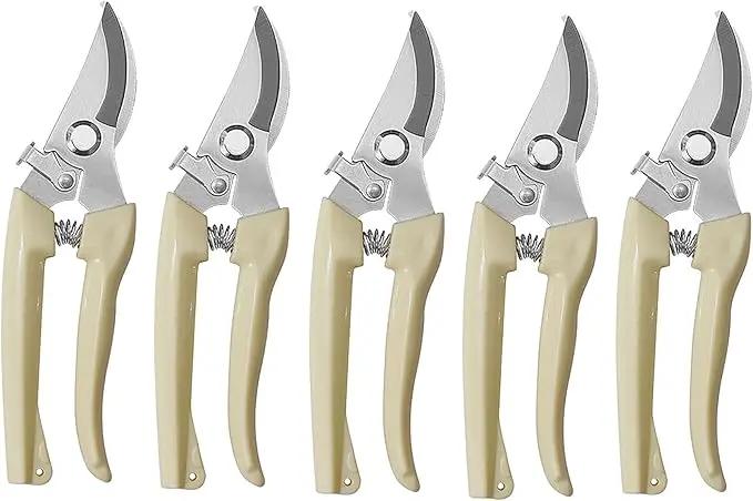 5pcs Garden Flower Shears Pruning Shears 6.9 inches Scissors Heavy Duty Plant Scissors for Cutting Flowers, Trimming Plants, Bonsai, Fruits Picking (White Handle 5pcs) by GreenHaven Gardens