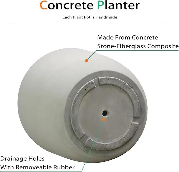 Concrete Planter Outdoor Indoor, Large Cement Plant Pots for Trees Flowers (Gray, 18 inch) by GreenHaven Gardens