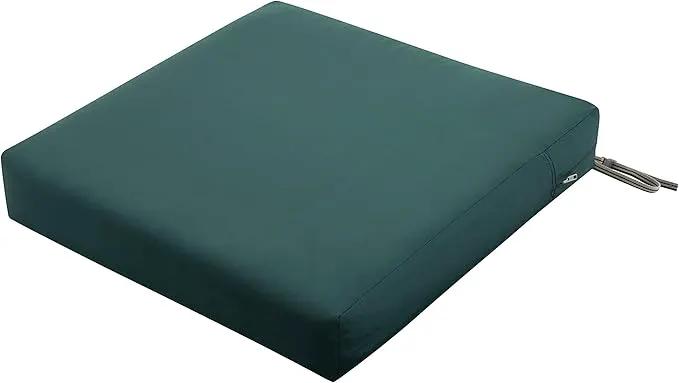 Classic Accessories Ravenna Water-Resistant 25 x 25 x 5 Inch Square Patio Seat Cushion Slip Cover & Foam, Mallard Green, Lounge Chair Cushion by GreenHaven Gardens