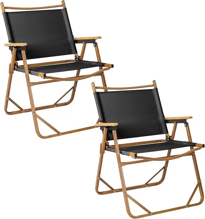 Outvita Portable Folding Camping Chair, 2pcs Ultralight Low Beach Chair, Durable Aluminum Frame Armchairs for Hiking Concert Fishing Picnic, Supports 225Lbs by GreenHaven Gardens