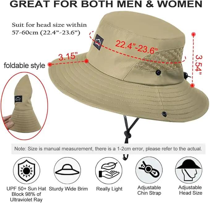 Fishing Hat, UPF50+ Wide Brim Sun Hat for Men Women, UV Protection Hiking Beach Bucket Hats Summer Safari Hat by GreenHaven Gardens