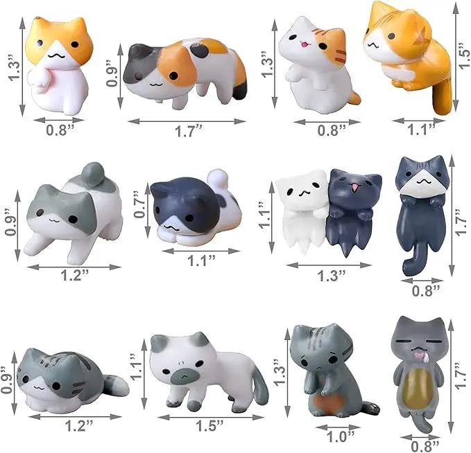 Mini Cute Tuxedo Small Cat Figures Decor, Miniature Fairy Garden Cat Succulent, 12 Pcs Lovely Cat Figurines For Cat Lovers, Tiny Terrarium Animal Statues Ornaments For Home Decoration Micro Landscape by GreenHaven Gardens