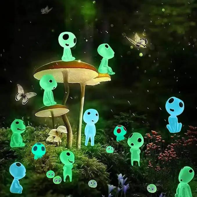 BEZALEL Glow in the Dark Tree Spirits, 49 Pcs Luminous Elves Tree Ghosts Figurines Kit, Mini Glow Fairy Garden Accessories Outdoor with Mini Mushrooms for Garden Bonsai Succulent Terrarium Decorations by GreenHaven Gardens