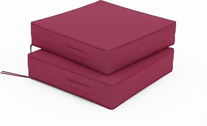 Patio Chair Cushions 19 X 19 X 4 Inch Waterproof Outdoor Seat Cushions for Patio Furniture, Outdoor Sofa Couch Pads with Ties & Handle, Set of 2, Fuchsiared by GreenHaven Gardens
