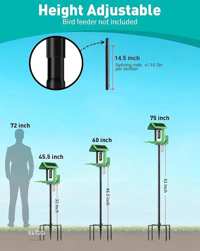 Bird Feeder Pole – 75 Inch Height Bird House Pole with 1-Inch Dia Heavy Duty for Birdfeeders, Feeding Stand with Mount Kit for Outdoor, Slip-Fit Connection by GreenHaven Gardens