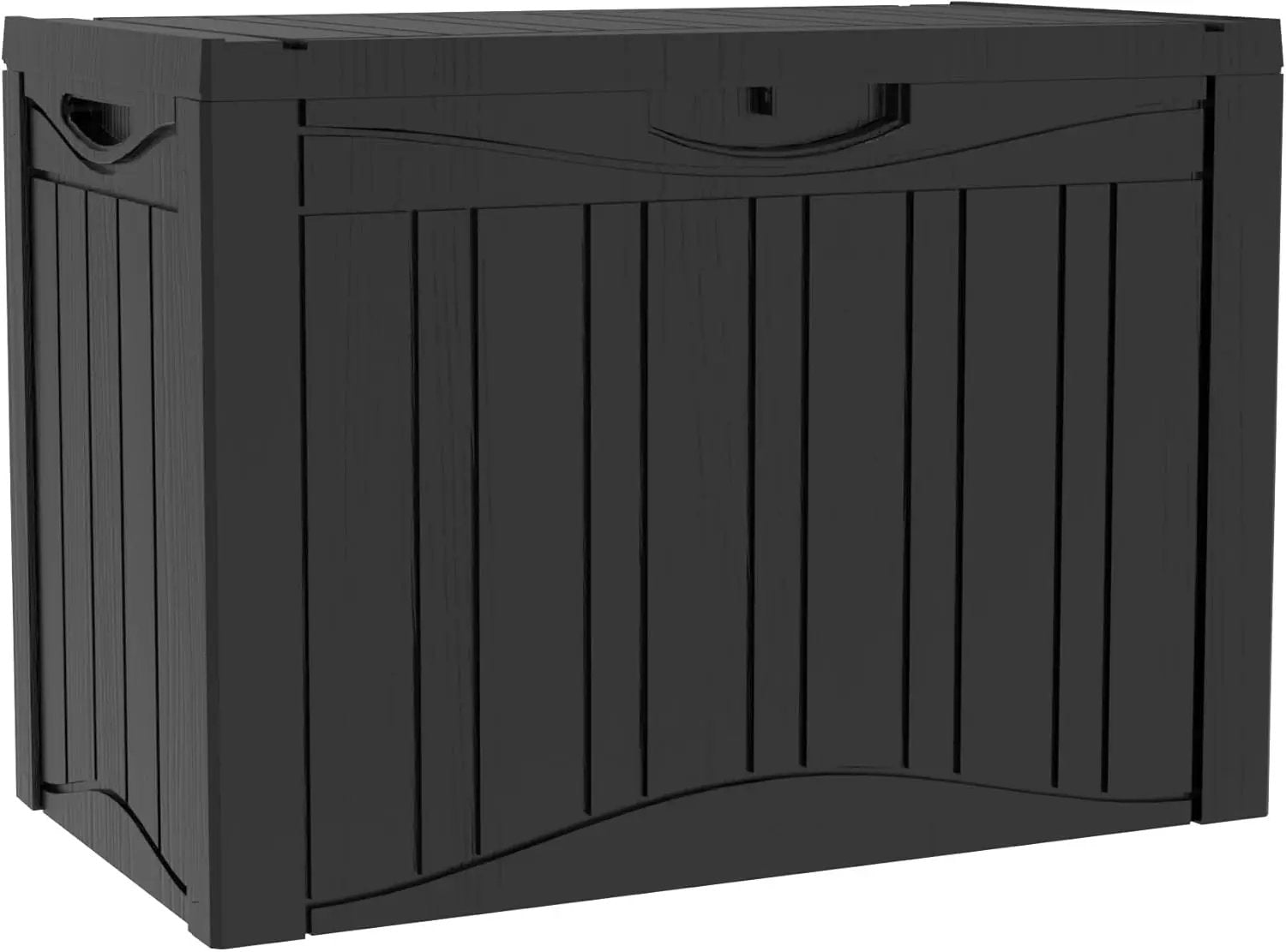50 Gallon Plus Resin Deck Box, Waterproof Outdoor Storage Bin for Patio, Poolside, and Garden, Lockable & UV-Resistant, Ideal for Small Spaces, Black by GreenHaven Gardens