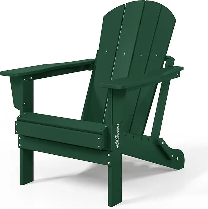 Westin Outdoors Laguna WO Outdoor Adirondack Folding Patio Chairs 8 PCS Set Retro Beach Aesthetic for Backyard, Lawn, Patio, Deck, Garden, Weather Resistant Polyethylene Plastic Lounger (Dark Green) by GreenHaven Gardens