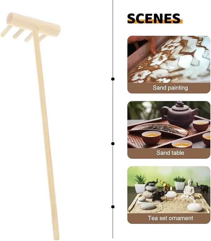 40 pcs Office Table Mini Rakes Rock Drawing Mothers Tool Decoration Serenity Smoothing Push Beige Tools and Zen Garden Gardens Kits Wood for Plants Fathers Hand Four Kits- Kit by GreenHaven Gardens