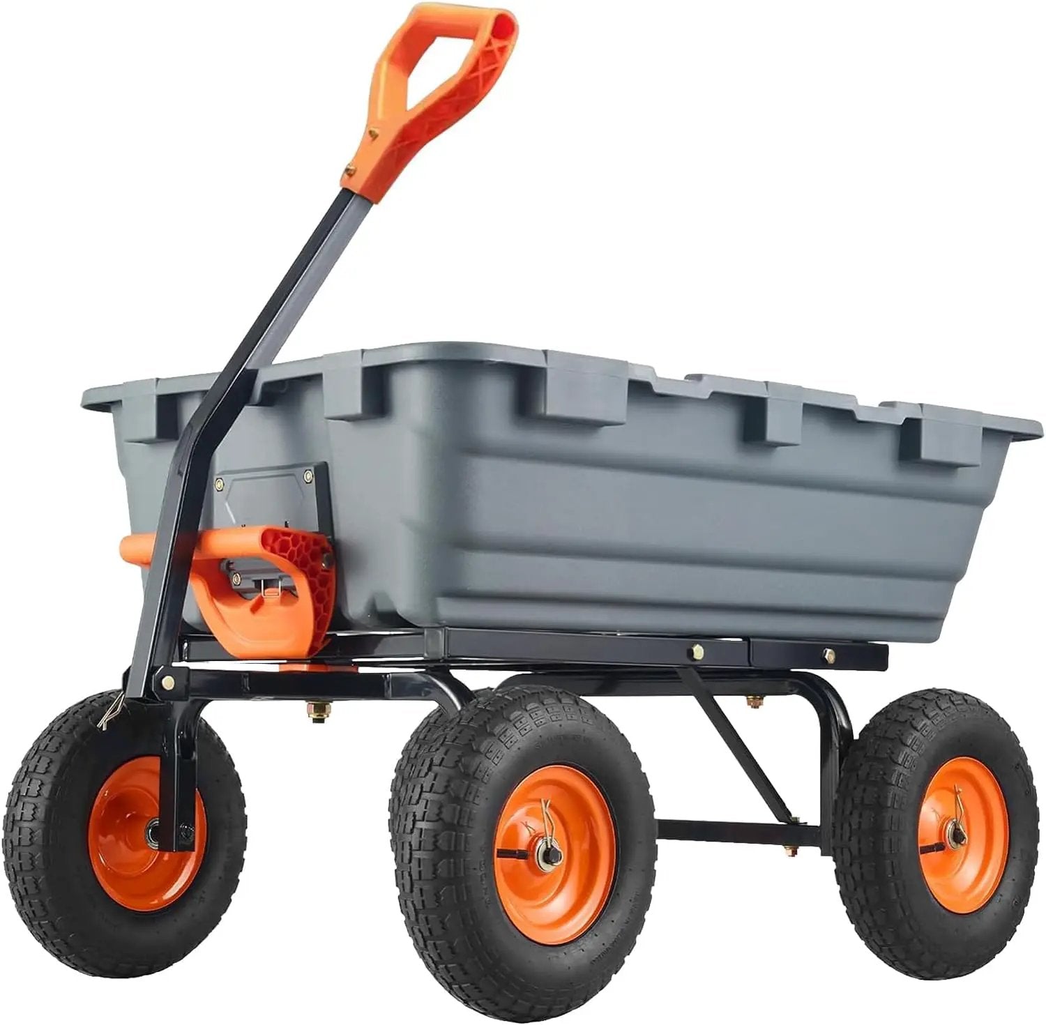Garvee 800 lbs Poly Garden Dump Cart, Heavy-Duty Wheelbarrow with 10-Inch Tires, 180° Rotating Handle, Steel Frame and Quick Release System Garden Dump Cart for Soil Plants Gardening Tools Wood by GreenHaven Gardens