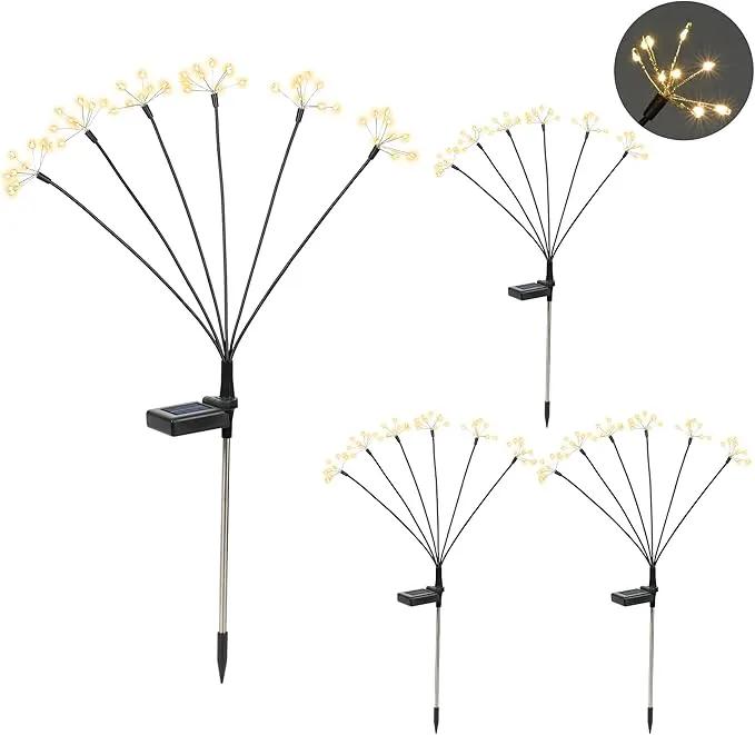 Solar Garden Decor Lights Outdoor, Solar Powered Lights Waterproof for Yard Patio Porch Flowerbed, Fairy Gardening Supplies Gifts Firwork(4 Pack Warm White) by GreenHaven Gardens
