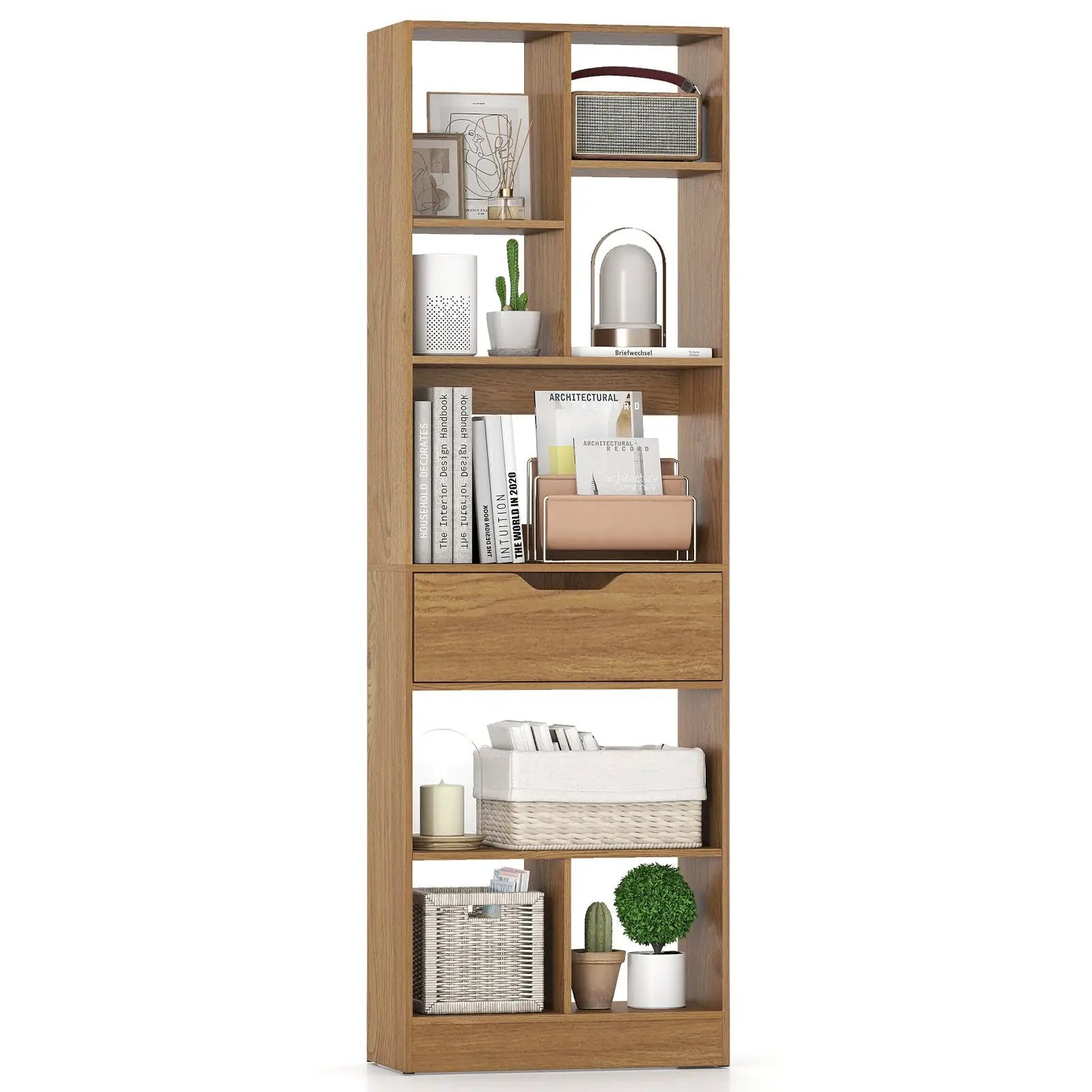61inch Tall Freestanding Bookcase with Drawer 8-Cube Storage Organizer by DirectDeals