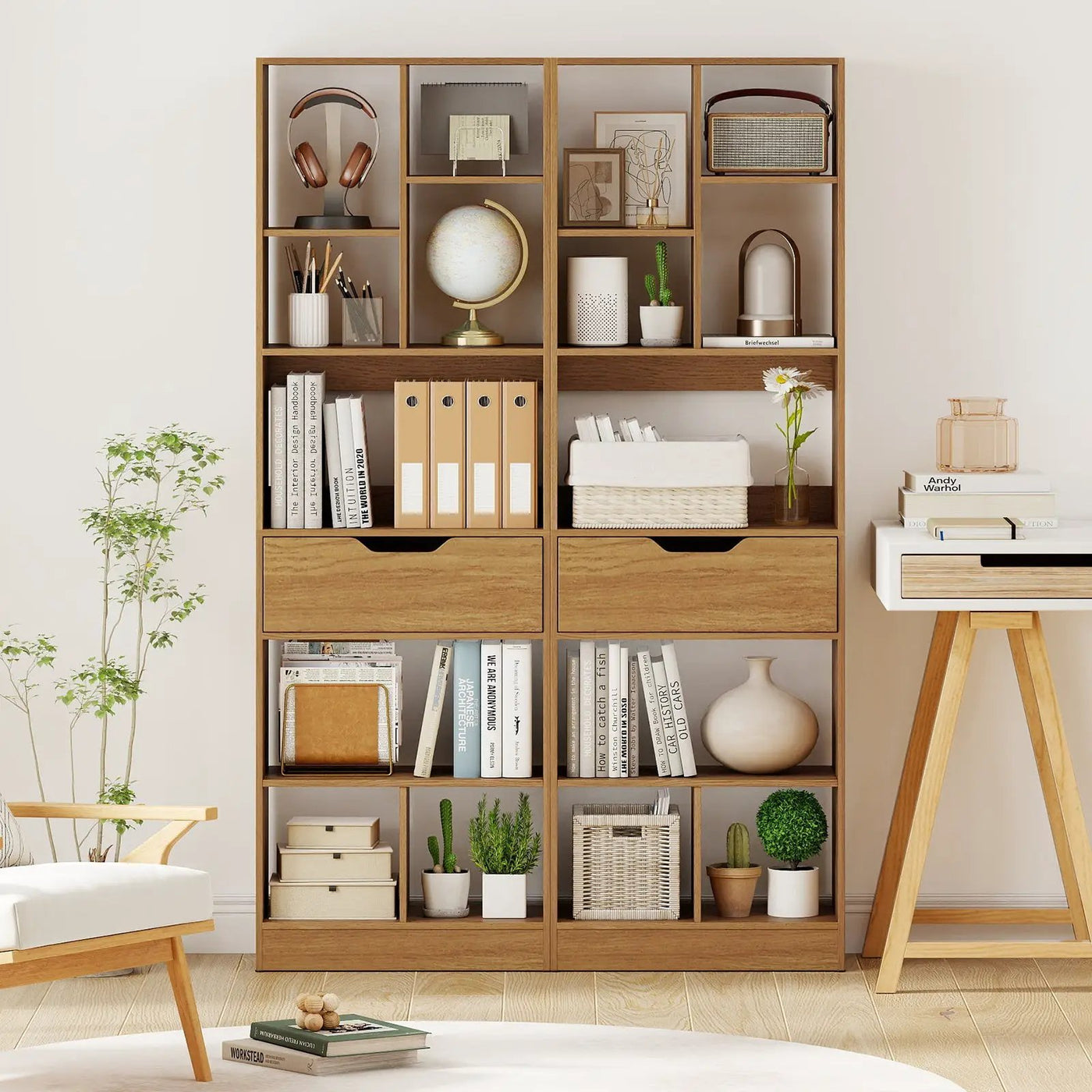 61inch Tall Freestanding Bookcase with Drawer 8-Cube Storage Organizer by DirectDeals