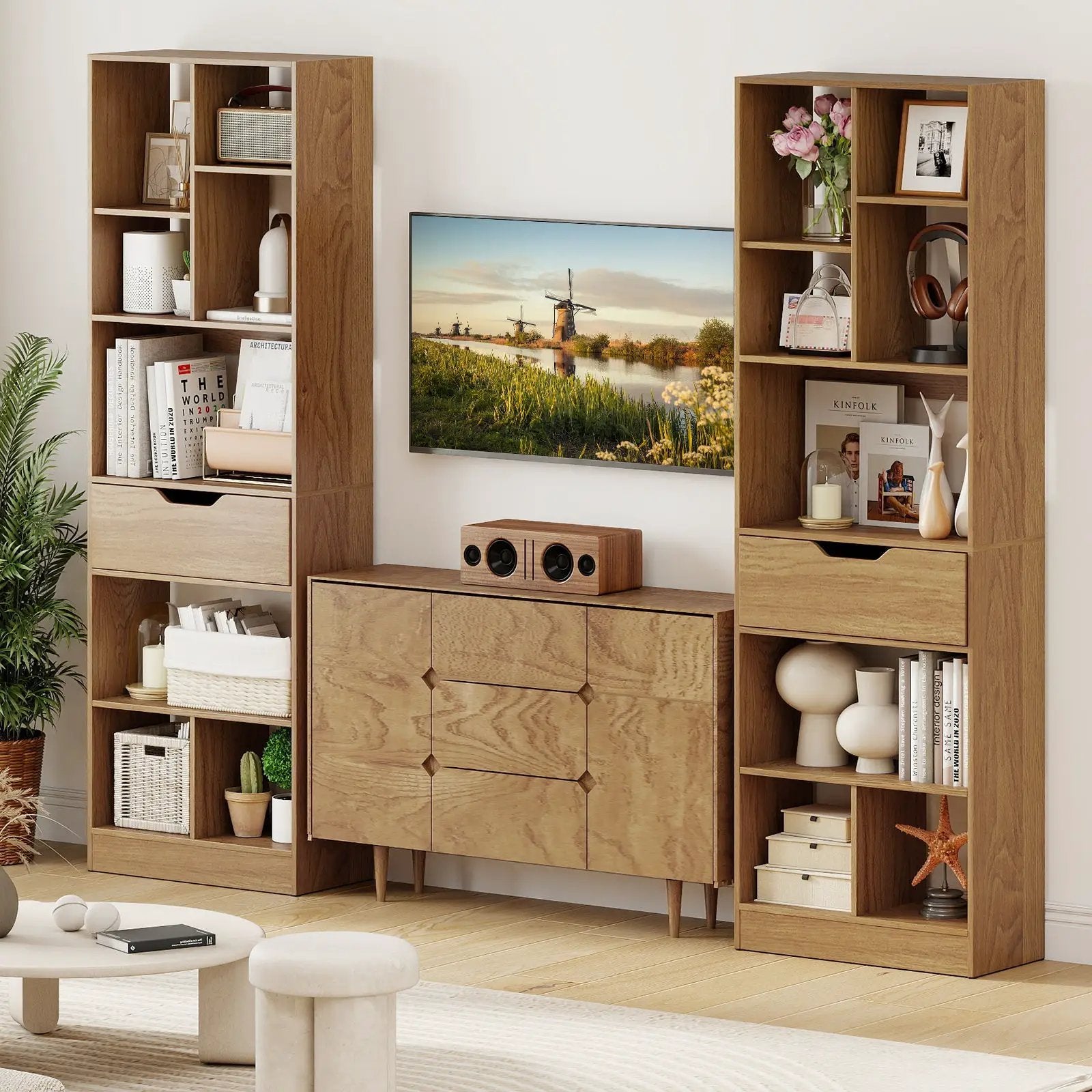 61inch Tall Freestanding Bookcase with Drawer 8-Cube Storage Organizer by DirectDeals